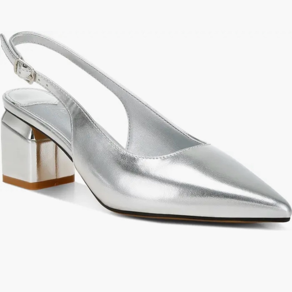 London Rag Silver Slingback Block Heel Pump, Size 7.5-8 - Picture 3 of 15